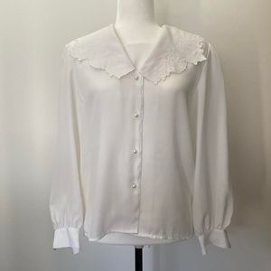 VINTAGE 80s SEARS TRADITION WHITE BLOUSE / SIZE 10